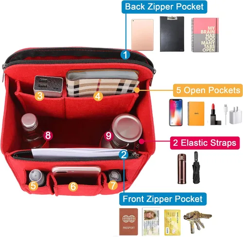 Vista 3 de Yoillione Organizador de mochila de fieltro para mujeres y hombres, mochila de viaje grande con alta capacidad, organizador de bolsas ligeras