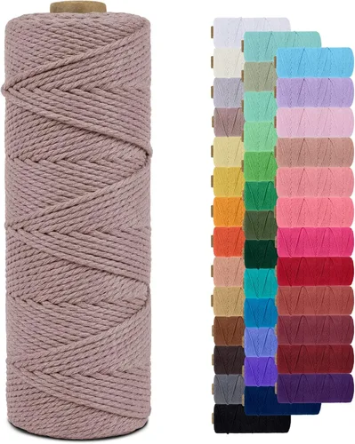 Vista 134 de Cordón de macramé de 0.079 pulgadas, cuerda de algodón natural de 109 yardas, hilo de cuerda de macramé para manualidades, ganchos de pared