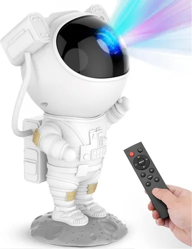 Vista 9 de Proyector de Galaxia de Astronauta para Dormitorio, Proyector de Estrellas Ajustable 360° con Control Remoto y Temporizador, Lámpara de Luz