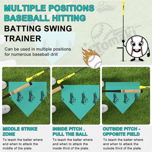 Vista 5 de Hitting Stick Batting Swing Trainer, Batting Practice Equipment for Baseball and Softball, Ideal One-on-One Coaching Tool for Baseball 54