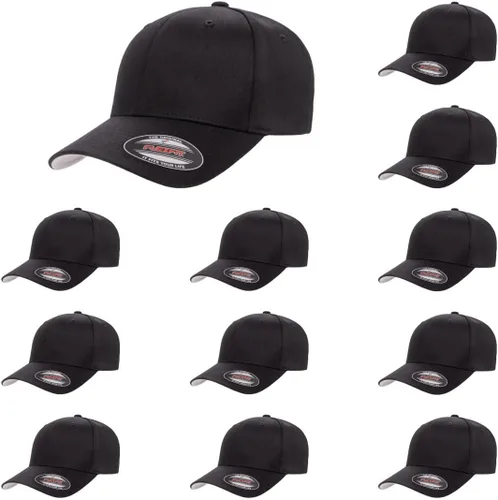 Vista 83 de Gorra de béisbol Flexfit Wooly Combed Premium de 6 paneles estructurada Ajuste elástico Paquete al por mayor disponible Negro