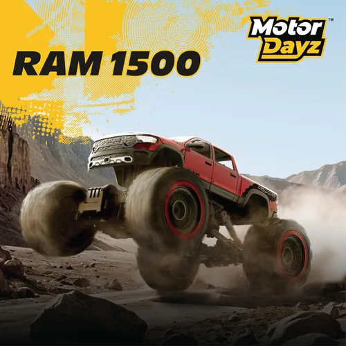 Vista 2 de Camioneta RC 4WD Heavy Metal RAM 1500 - Escala 1:14, cuerpo de metal estampado con licencia oficial, tracción total 4x4, control remoto de función