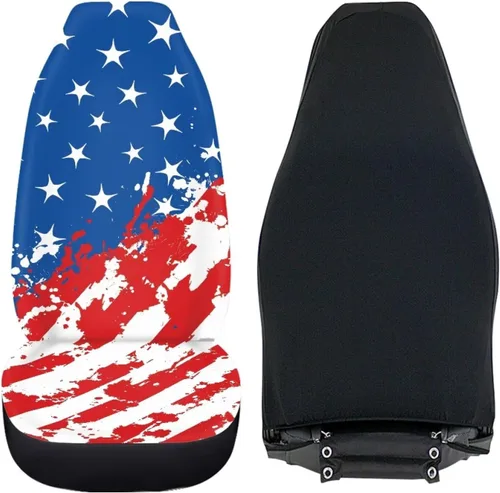 Vista 5 de Talayituse - Funda de asiento de coche con estampado de salpicaduras de pintura de la bandera americana, funda de asiento de cubo para vehículo, 4