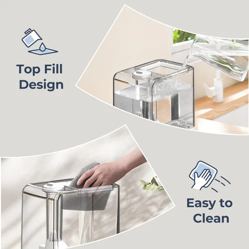 Vista 4 de Humidificadores para dormitorio, habitación grande, humidificador de niebla fría de 6.5 L, tiempo de funcionamiento de 45 horas, humidificador