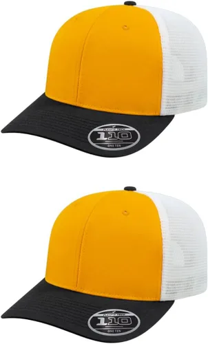Vista 57 de Cap America i8502 Flexfit 110 Premium - Gorra de camionero de perfil medio con 6 paneles de malla trasera con protección UV y cierre ajustable