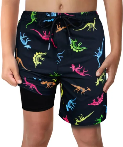 Vista 12 de Trajes de Baño para Niños con Forro de Compresión Cómodos Shorts de Natación Anti-Rozaduras Elásticos UPF Secado Rápido Talla 3T-20 Estrellas Águila
