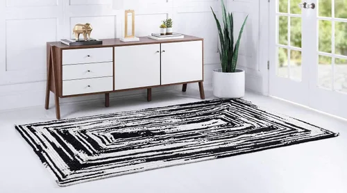 Vista 2 de Unique Loom Braided Chindi Collection Casual Modern Black Area Rug (9' 0 x 12' 0)