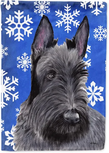 Vista 271 de Caroline's Treasures SC9374GF Bulldog English Snow flakes Holiday Garden Flag Buzón Bandera decorativa para patio exterior, patio, obras de arte