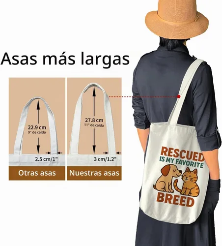 Vista 5 de itgowisa Bolsa de lona reutilizable con cremallera y asas, bolsillo grueso, para compras, compras, playa, regalo Adoptdontshop