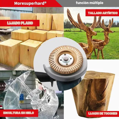 Vista 6 de Juego de discos de tallado de madera mejorados, 4 piezas para amoladora angular de 4 o 4-1/2 pulgadas con eje de 5/8 pulgadas, disco de moldeo