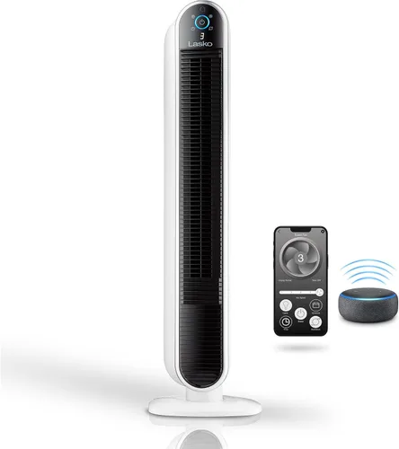 Vista 10 de Lasko Aria™ T40733 Ventilador de torre inteligente WiFi de 5 velocidades de 40 pulgadas con modo oscuro: negro