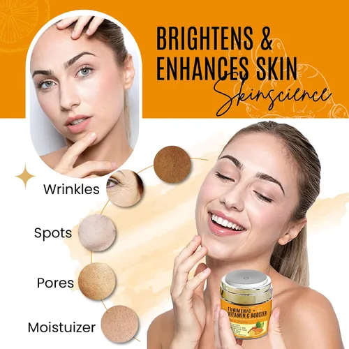 Vista 2 de Crema Facial de Cúrcuma con 30% de Vitamina C – Potenciador de Brillo, Hidratante Antienvejecimiento y Reparador de la Piel para Manchas Oscuras