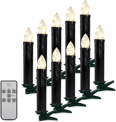 Vista 12 de Velas LED sin llama, 6 velas cónicas blancas con control remoto para decoración de bodas, 4 pulgadas