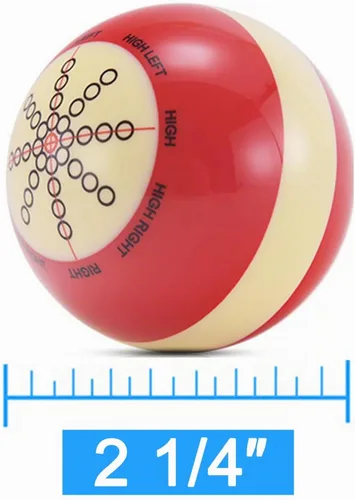 Vista 3 de Bola de Taco de Billar, Resina de Grado AAA Profesional Estándar Bola de Taco de Práctica y Entrenamiento (2-1/4'', 6 oz) (Rojo Blanco)
