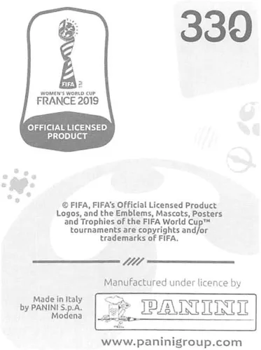 Vista 2 de Panini FIFA - Calcomanías para álbumes de la Copa Mundial Femenina de Francia 2019 (solo adhesivo individual) Fútbol #330 Stephanie Labbe Canadá 2