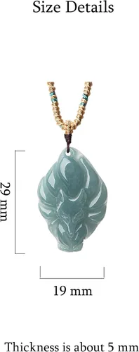 Vista 6 de Dije de reina de zorro de jade real para mujeres y hombres, dije de zorro de nueve colas de la suerte, joyería de jadeíta con certificación genuina
