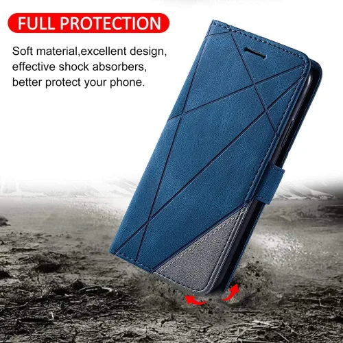 Vista 5 de Funda compatible con iPhone XR y protector de pantalla de vidrio templado, funda de cuero con tapa para tarjeta de crédito, fundas para teléfono