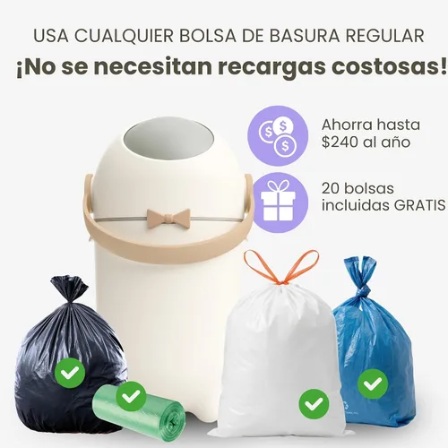 Vista 5 de iTouchless Cubo de guardería con bloqueo de olores Contenedor galardonado Boho Blanco