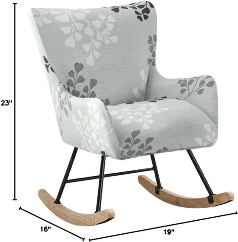 Vista 3 de Funda elástica para silla mecedora de guardería, funda estampada para sillón con acento mecedor, para sala de estar, dormitorio, oficinas, 01