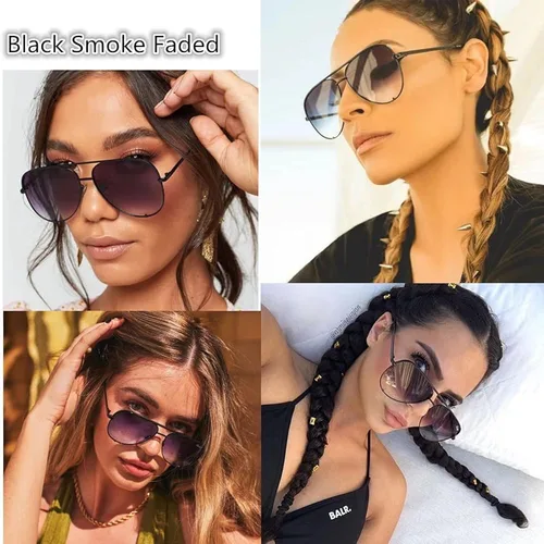 Vista 2 de ADE WU Gafas de sol estilo aviador retro de gran tamaño para mujer clásicas gafas de sol estilo piloto grandes y vintage de metal negro y dorado