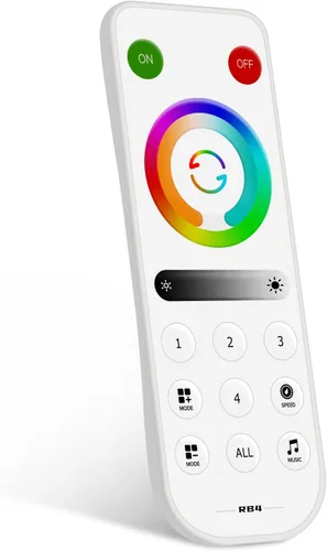 Vista 12 de BTF-LIGHTING RB3 2.4G Mando a distancia inalámbrico táctil RF para tira de luces LED RGB RGBW de persecución SPI, control de 4 zonas compatible
