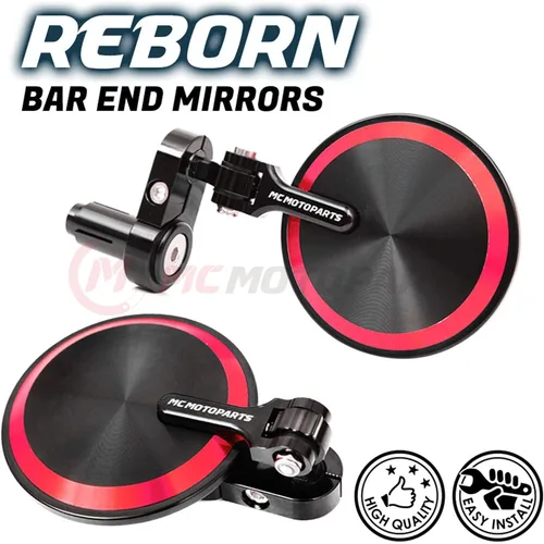 Vista 4 de MC Motoparts Espejos de barra CNC Red Reborn compatibles con Z650 Z1000 Z900 Z900rs Z300 Ninja 400 2019 ER6F Z800