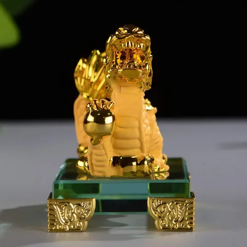 Vista 5 de BRASSTAR Estatua de dragón del zodiaco chino de resina dorada, Feng Shui, decoración de mesa, decoración de mesa, colección de regalo, PTZY104FBA