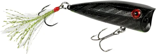 Vista 5 de Rebel Señuelo de pesca Pop-R con plumas Topwater Popper Plateado negro