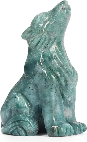 Vista 9 de Artistone Estatua de lobo de cristal de 2.0 pulgadas, piedra de sangre de dragón anhelada a mano, escultura de animal, piedra curativa