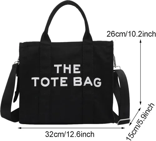 Vista 2 de The Tote Bag - Bolso cruzado de lona para mujer, bolsa de viaje de lona con cremallera, bolsas de trabajo para hombro