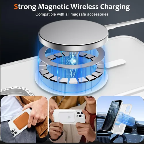Vista 1046 de Anuck - Funda magnética para iPhone 11 compatible con MagSafe, carcasa trasera mate translúcida dura, borde de TPU, delgada, resistente a impactos