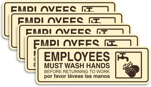 Vista 22 de Standard Employees Must Wash Hands - Letrero para puerta/pared, color negro, pequeño