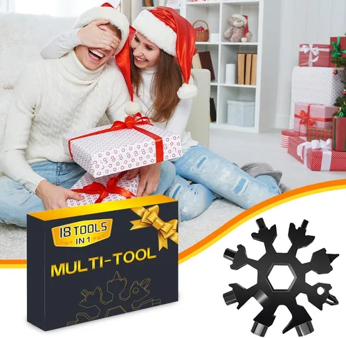 Vista 4 de Multiherramienta de copo de nieve 18 en 1 y herramienta de tarjeta 8 en 1, rellenos de calcetín para hombres, regalos de Navidad, multiherramientas