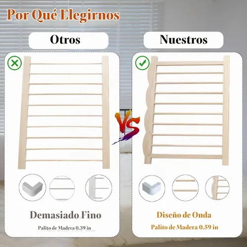 Vista 6 de Corralito de madera para bebés y niños pequeños, corralito grande de madera ajustable con puerta de bloqueo, fácil de montar, corral