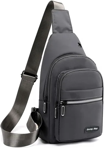 Vista 10 de Seoky Rop - Mochila tipo bandolera para hombre y mujer, pequeña, para el pecho y el hombro, para viajes, senderismo, mochila de día, Negro, Mochilas