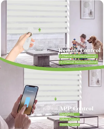 Vista 3 de Persianas motorizadas de cebra con control remoto, persianas Beige