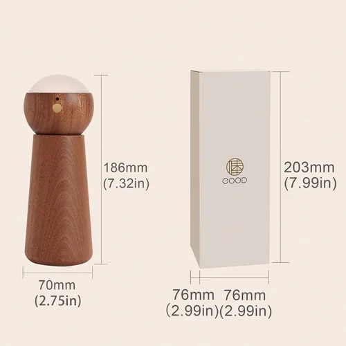 Vista 7 de Lámpara de mesa activada por voz de madera Luz nocturna recargable para habitación