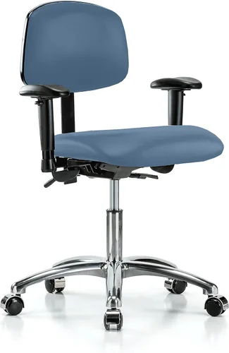 Vista 79 de PERCH - Silla giratoria con ruedas para alfombra o linóleo, cromado, Textil, Tela negra