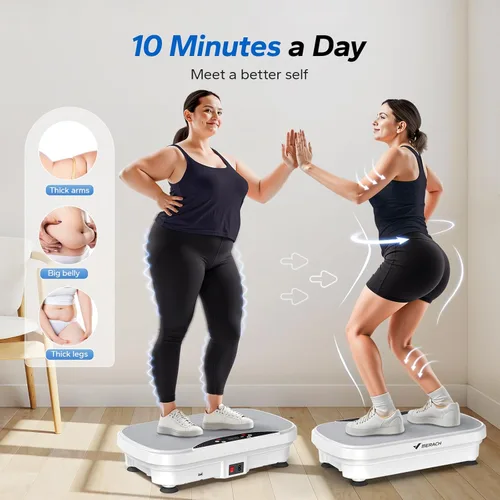 Vista 3 de MERACH Vibration Plate Exercise Machine, Vibration Plate for Lymphatic Drainage Weight Loss, Vibrating Plate Exercise Machine with Bluetooth and LED