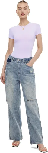 Vista 3 de Body de manga corta para mujer, camiseta de doble forro, tanga con cuello redondo, trajes de cuerpo recortados