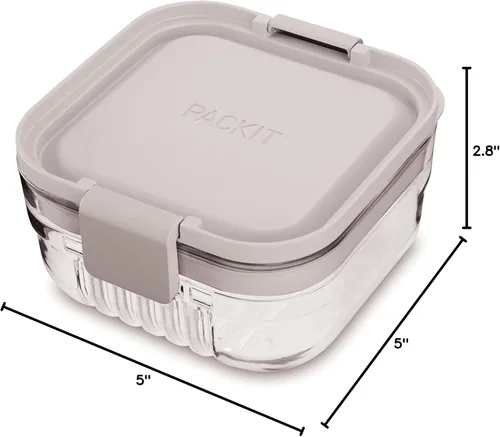 Vista 15 de PackIt Mod Lunch Bento Contenedor de almacenamiento de alimentos, verde menta, base de cristal transparente a prueba de roturas, con divisores