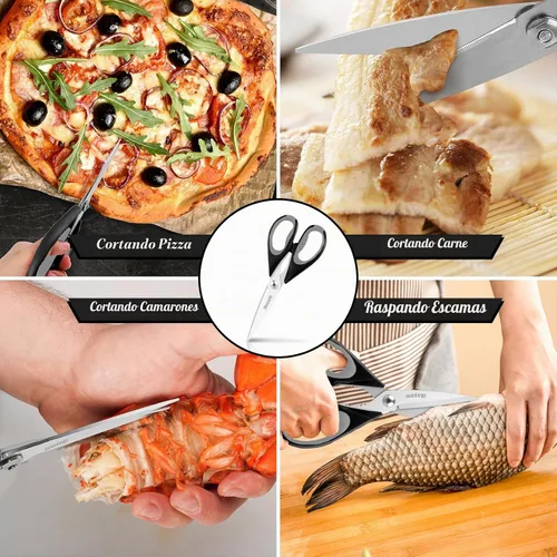 Vista 7 de iBayam - Tijeras de cocina de 8.5 pulgadas con funda, color negro