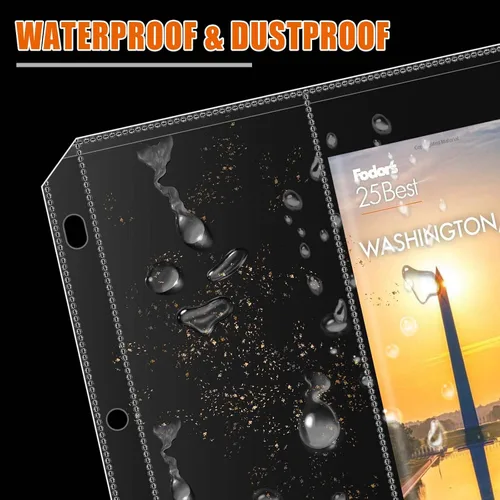 Vista 4 de Fundas plegadas para mapas, protector de mapa, página de sobres para carpetas de 3 anillas, soporte para folletos con bolsillos de 4.5 x 11