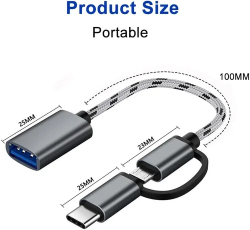 Vista 6 de Adaptador USB C/Micro USB a USB 2 en 1, cable adaptador USB a USB C OTG compatible con Samsung Galaxy S21 S22 S23 Note 20/10 A53, Google Pixel y más