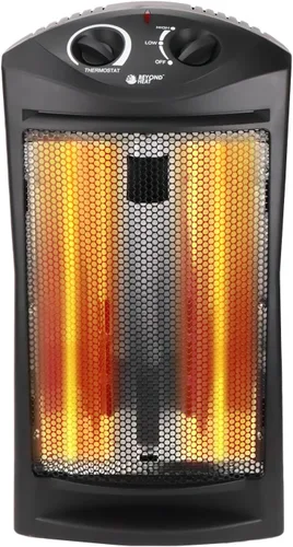 Vista 7 de BEYOND HEAT Calentador de torre radiante infrarrojo de cuarzo eléctrico de 1500 W, calentador de espacio portátil con protección contra vuelco