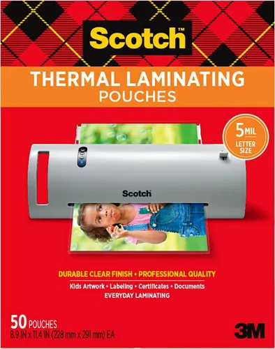 Vista 13 de Fundas térmicas de Scotch, de 5 mil, 8.9 x 11.4 pulgadas Paquete de 50 Ultra Clear Laminating Pouches for Kids Artwork, Labeling, Certificates