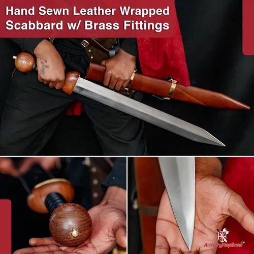 Vista 5 de Armory Replicas Colección de réplicas de espada corta y gladio romano con cuchillas de acero, vainas de cuero y diseños históricos