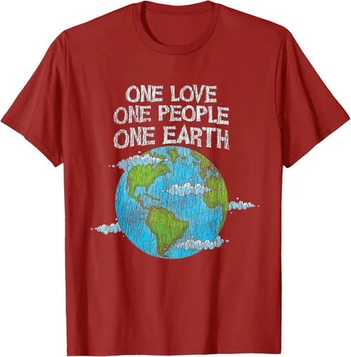 Vista 51 de Vintage One Love One People Planet Cambio climático Día de la Tierra Camiseta Negro