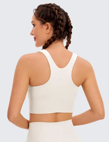 Vista 2 de CRZ YOGA Butterluxe - Brasier deportivo de cuello alto y espalda cruzada para mujer, camiseta corta acolchada para entrenamiento con brasier