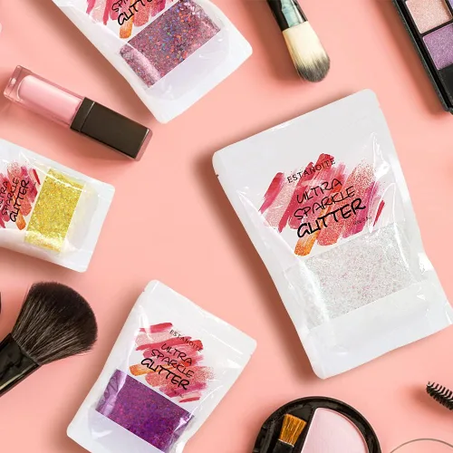 Vista 3 de Purpurina gruesa iridiscente, 3.53 onzas, purpurina para manualidades para artes y manualidades, purpurina mixta gruesa cosmética, purpurina Rosa